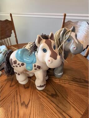 Crimp N’ Curl Cabbage Patch Kids 1992 VTG Horse Pony Grey/white White/brown 12”